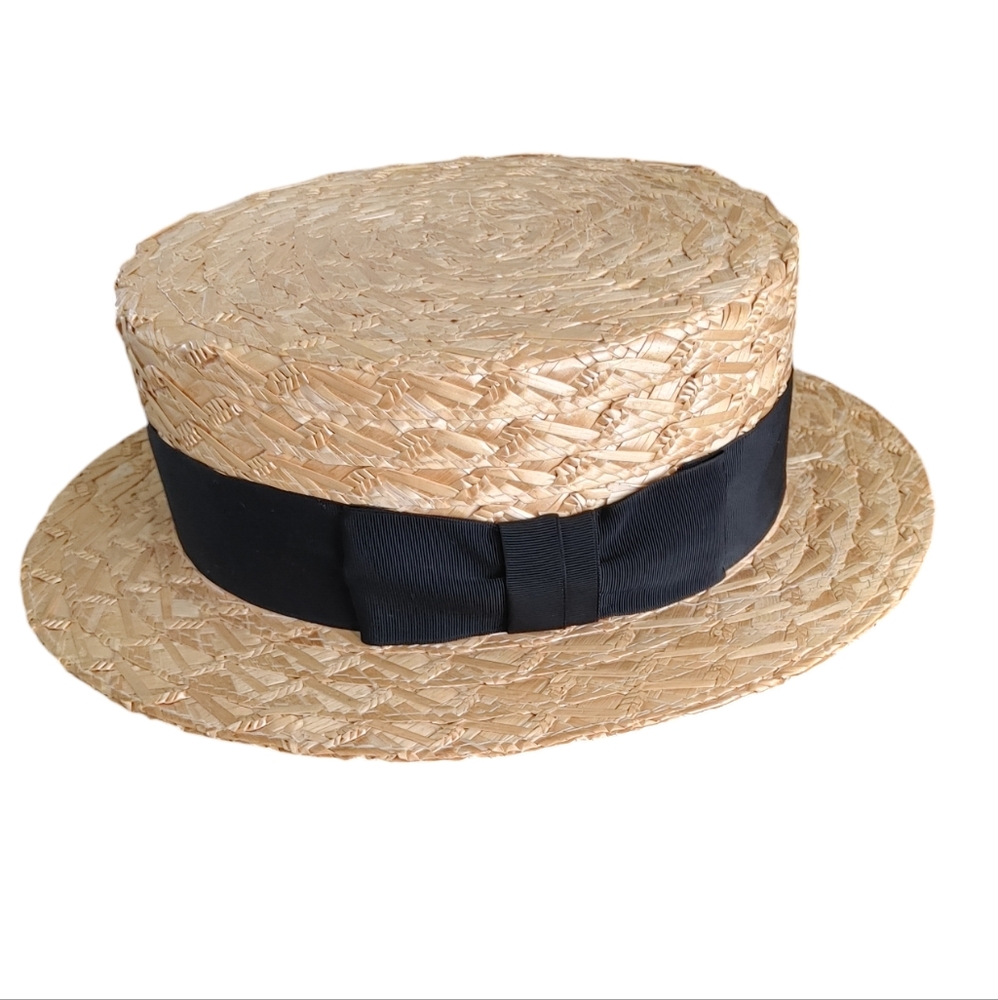 Vintage Circa 1940’s Harrods of London Straw Boater Hat